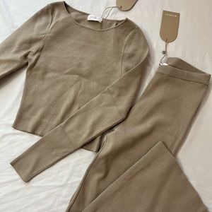 Meshki Haisley Knit Long Sleeve Knit Top + Flare Pants Set